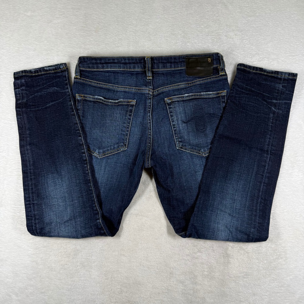 R13 Dark Wash Biker Boy Jeans Made in Italy Zipper Pockets Blue Denim Size 26